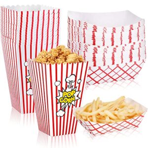 sawysine 72 pcs movie party supplies include 36 pcs movie night popcorn boxes and 36 pcs paper food trays plastic red white striped classic popcorn containers for movie night theater carnival circus