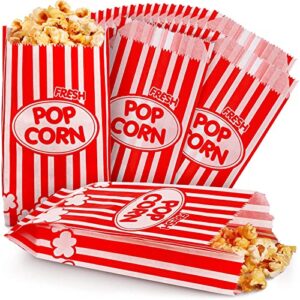300 pcs popcorn bags grease resistant popcorn bags disposable paper popcorn container for christmas thanksgiving movie theme party carnivals popcorn maker, red and white stripes (1 oz)