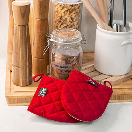 Oven Mitts Heat Resistant – (Red Color) Mini Oven Mitts, Silicone Gloves Heat Resistant, Kitchen Gloves for Cooking, Silicone Oven Mitts & Pot Holders Sets, Kitchen Pot Holders & Oven Mitts Sets