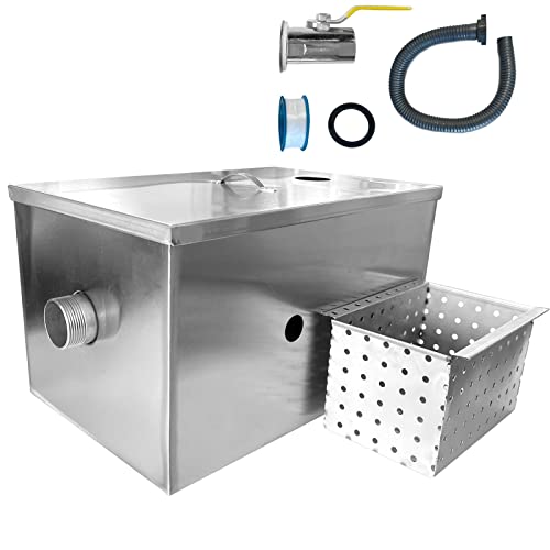 IHAYNER 9LBS Commercial Grease Traps Interceptor Grease Trap 5GPM Stainless Steel Grease Trap for Kitchen Restaurant