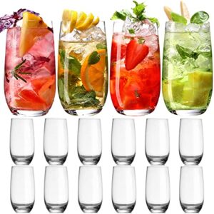 claplante 12 pcs crystal highball glasses, 15 oz drinking glasses, tall glass sets, water glasses, mojito glass cups, bar glassware, and mixed drink cocktail glass set, collins glass tumblers