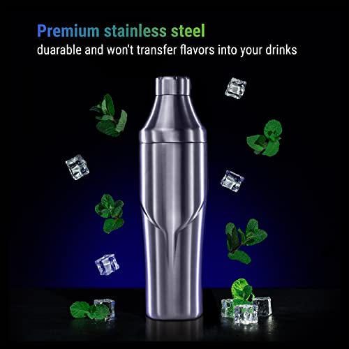 Lexenic 24oz Vacuum Insulated Cocktail Shaker - Perfect for Martini, Margarita - Leak-Proof Design and Built-in Strainer for Effortlessly Impressive Drinks - Premium Stainless Steel Drink Shaker