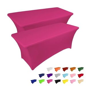 ivapupu 2 pack 6ft table cloth for rectangular fitted events stretch fuchsia table covers washable table cover spandex tablecloth table protector for party, wedding, cocktail, banquet, festival