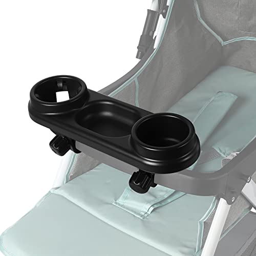 Accmor 3 in 1 Stroller Cup Holder with Snack Tray, Universal Stroller Tray for Snacks On The Go, Stroller Snack Tray for Mom and Baby, Black