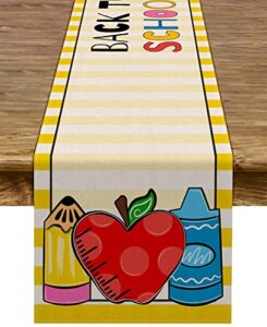 pudodo back to school table runner apple first day of school kids students classroom party dinning room home decoration (13" x 72")