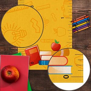 Pudodo Back to School Table Runner Apple Ruler First Day of School Kids Students Classroom Party Dinning Room Home Decoration (13" x 72")