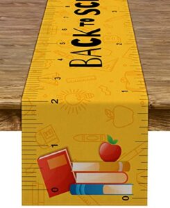 pudodo back to school table runner apple ruler first day of school kids students classroom party dinning room home decoration (13" x 72")