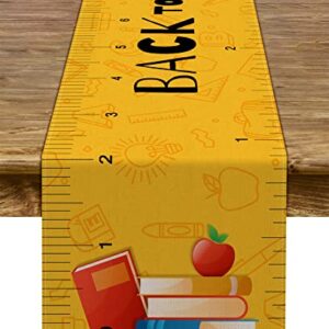 Pudodo Back to School Table Runner Apple Ruler First Day of School Kids Students Classroom Party Dinning Room Home Decoration (13" x 72")