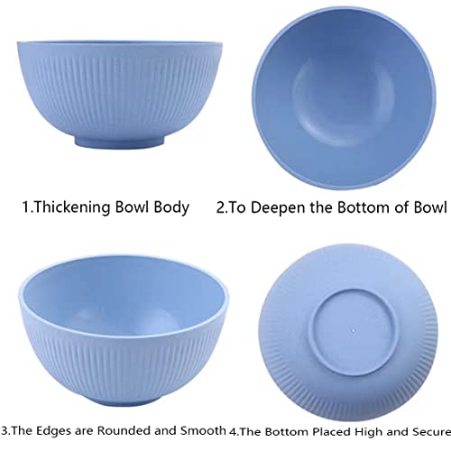 RUIBOLU (Set of 6 Unbreakable Cereal Bowls 24 OZ Microwave and Dishwasher Safe BPA Free E-Co Friendly Wheat Straw Fiber Lightweight Bowl (Tableware)