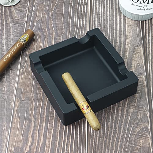 Outdoor Cigar Ashtrays Unbreakable Large Ring Gauge Silicone Ashtrays for Patio/Outside/Indoor/Home Decor with 4 Rest Cigar Holder Ash Tray Minimalistic