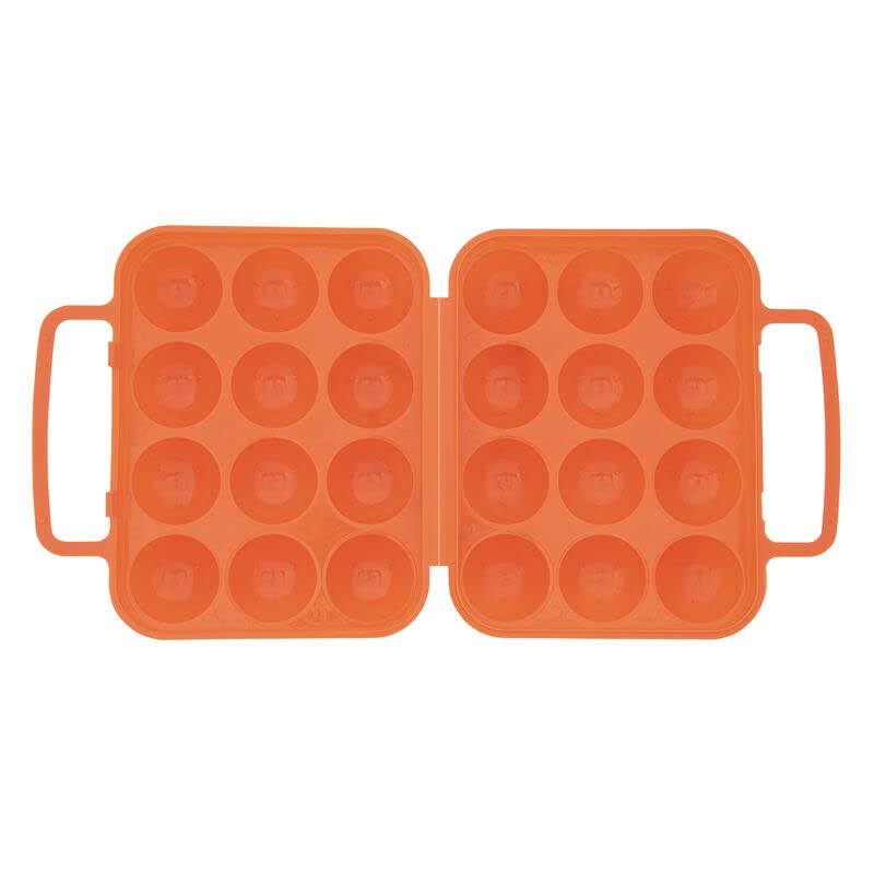 Outdoor Life Plastic Egg Carrier with Handle for Easy Transport, Use at Home or While Camping, Made of BPA-Free Plastic, 7.87x6.5x2.95 Inch, Orange