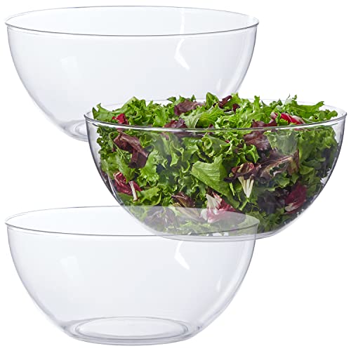 US Acrylic Vista Clear Plastic Salad and Serving 10-inch Bowls | set of 3 | Reusable, BPA-free, Made in the USA | 135 oz. capacity