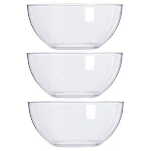 US Acrylic Vista Clear Plastic Salad and Serving 10-inch Bowls | set of 3 | Reusable, BPA-free, Made in the USA | 135 oz. capacity