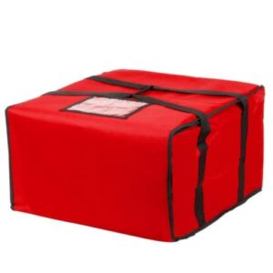 insulated pizza & food delivery bag, red nylon - 20" x 20" x 12"