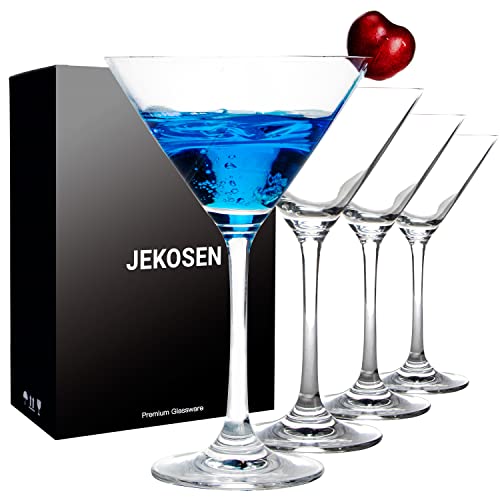 JEKOSEN Crystal Martini Glasses Gift Box 9 Ounce Set of 4 Cocktail Glasses Premium Strong Lead-Free Clear