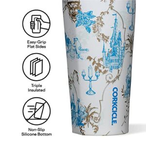 Corkcicle Disney Princess Belle Travel Tumbler, Insulated Water Bottle with Lid, Spill Proof for Wine, Coffee, Tea, and Hot Cocoa,16 oz