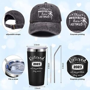 Sieral 5 Pcs Retirement Gift set for Men Funny Retired Presents Include Insulated Tumbler Baseball Cap Full Length Lounge Socks Keychain with Gift Box for Coworkers, Retired People, Dad (Tree Style)