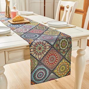 LilyCat Boho Bohemian Table Runner 72 inches Long, Vintage Farmhouse Table Runners for Coffee Table Dining Room Table Bedroom Party Holiday 13 x 72 inches