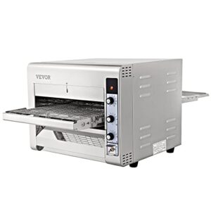 vevor conveyor commercial pizza oven, belt adjustable heat and speed stainless steel countertop kitchen toaster oven with 50-300 °c /122-572°f temperature range for bakery western restaurant.