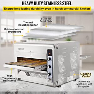VEVOR Conveyor Commercial Pizza Oven, Belt Adjustable Heat and Speed Stainless Steel Countertop Kitchen Toaster Oven with 50-300 °C /122-572°F Temperature Range for Bakery Western Restaurant.