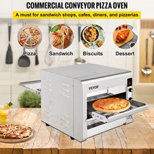 VEVOR Conveyor Commercial Pizza Oven, Belt Adjustable Heat and Speed Stainless Steel Countertop Kitchen Toaster Oven with 50-300 °C /122-572°F Temperature Range for Bakery Western Restaurant.