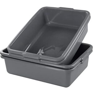 Minekkyes 4-Pack 25 L Commercial Bus Box/Tote Box, Plastic Utility Bus Tub, Grey