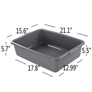 Minekkyes 4-Pack 25 L Commercial Bus Box/Tote Box, Plastic Utility Bus Tub, Grey