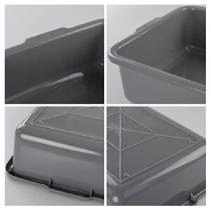 Minekkyes 4-Pack 25 L Commercial Bus Box/Tote Box, Plastic Utility Bus Tub, Grey