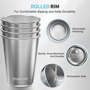 MUMIGUAN Stainless Steel Cups for Kids 12oz/350ml (4 Pack), Stainless Steel Tumbler, Kids Cups, Camping Stainless Steel Cups, Stackable Metal Drinking Glasses, BPA Free, Stackable, Durable.