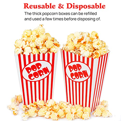 Zahaat 50 Popcorn Boxes 5.5 Inches Tall Red and White Popcorn Bags Mini Pop Corn Buckets and Container for Movie Theater, Home, Carnival Party, Decorations