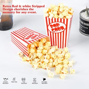 Zahaat 50 Popcorn Boxes 5.5 Inches Tall Red and White Popcorn Bags Mini Pop Corn Buckets and Container for Movie Theater, Home, Carnival Party, Decorations