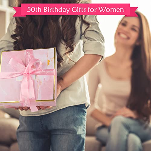 DOLZO 50th Birthday Gifts for Women, Best Friend Gift Basket for Women, Wife, Mom, Grandma, Sister, Aunt, 50th Birthday Funny Wine Tumbler Gift Sets for Women