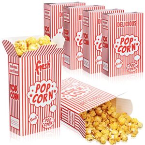 potchen 200 pieces popcorn boxes red and white striped close top popcorn container 1.25 oz for movie party and theater night supplies
