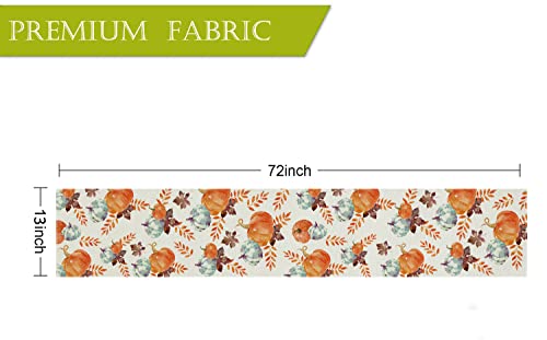 Fall Table Runner Watercolor Pumpkin Autumn Harvest Thanksgiving Table Runners Holiday Dining Room Kitchen Table Party Decoration 13 x 72 Inch