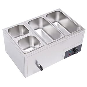leblett 110v commercial buffet food warmer,large capacity 4-pan stainless steel 850w electric countertop steam table with temperature control for catering and restaurants use