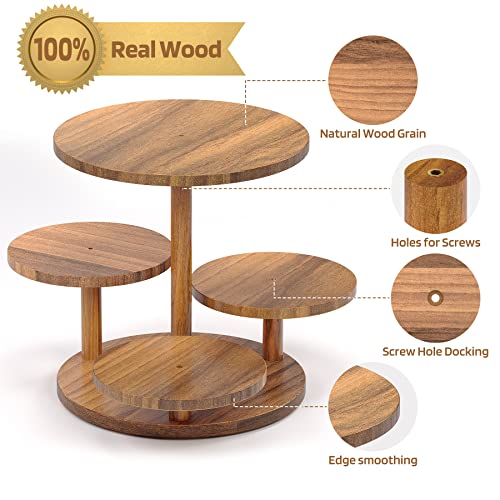 HURZMORO 4 Tier Round Cupcake Tower Stand for 50 Cupcakes,Wood Cake Stand with Tiered Tray Decor,Farmhouse Tiered Tray Decor,Cupcake Display for Birthday Graduation Baby Shower Tea Party