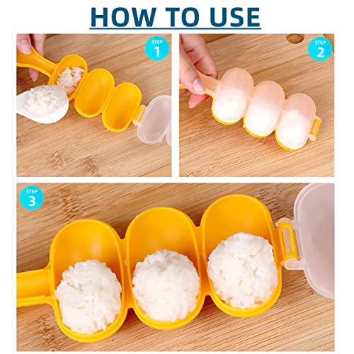 NCYOEW Rice Ball Maker, Onigiri Shaper Mold Sushi Maker, Non Stick Ball Shaped Kitchen Tool Kit with Mini Rice Scoop - Make Your Own DIY Sushi at Home