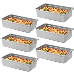 Kweetle 6 Pack Hotel Pans Steam Table Pan Full Size 6inch Deep Steam Pan Stainless 20.8" L x 12.8" W x 6" H Full Size Hotel Pan Anti Jam Steam Table Pan(6 PCS)