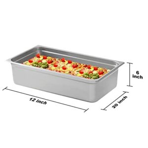 Kweetle 6 Pack Hotel Pans Steam Table Pan Full Size 6inch Deep Steam Pan Stainless 20.8" L x 12.8" W x 6" H Full Size Hotel Pan Anti Jam Steam Table Pan(6 PCS)