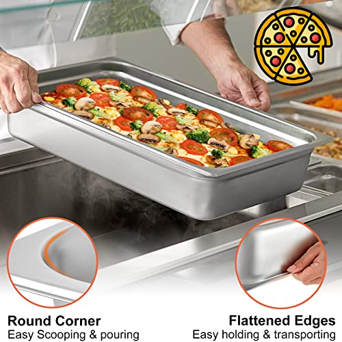 Kweetle 6 Pack Hotel Pans Steam Table Pan Full Size 6inch Deep Steam Pan Stainless 20.8" L x 12.8" W x 6" H Full Size Hotel Pan Anti Jam Steam Table Pan(6 PCS)