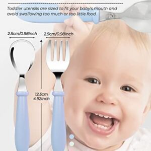 10 pcs Toddler Utensils, Stainless Steel Toddler Silverware Set with Round Handle, Baby Forks for Self Feeding, 5 Toddler Forks and 5 Toddler Spoons, BPA Free