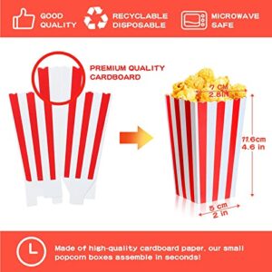 Potchen Pcs Popcorn Boxes Paper Popcorn Bags Bulk 4.57 Inch Tall,Cardboard Popcorn Cups Container Buckets for Movie Theater Carnival Birthday Party Supplies Candy Snacks Chips Holders (Stripes Style)