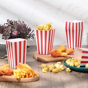Potchen Pcs Popcorn Boxes Paper Popcorn Bags Bulk 4.57 Inch Tall,Cardboard Popcorn Cups Container Buckets for Movie Theater Carnival Birthday Party Supplies Candy Snacks Chips Holders (Stripes Style)