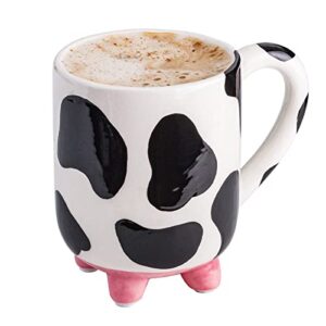 cow coffee mug stuff 15oz ceramic cup - cow utter udder coffee mug - cow drinking kitchen cups - weird milk cow udder shaped coffee mug with udders for women - taza de vaca cow items lover gifts
