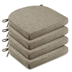 lovtex chair cushions for dining chairs 4 pack - memory foam chair pads with ties and non-slip backing - seat cushion for kitchen chair 16"x16"x2", khaki