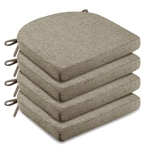 LOVTEX Chair Cushions for Dining Chairs 4 Pack - Memory Foam Chair Pads with Ties and Non-Slip Backing - Seat Cushion for Kitchen Chair 16"X16"X2", Khaki