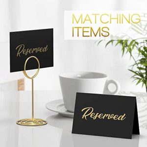 10 Pack Black Reserved Table Signs for Wedding With Gold Foil Letters - Reserved Seating Signs for Wedding Chairs - Church Pews - Double Sided Reserved Signs for Tables - Table Tent Reservation Cards