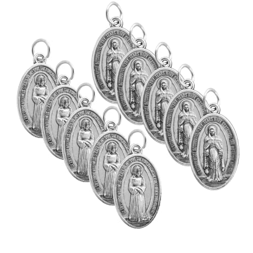 Our Lady of Tears Medal 10 Pack, Antique Silver Color