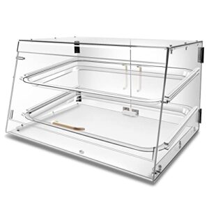 ybsvo 2 tray bakery display case with front and rear doors - 21" x 17" x 12"