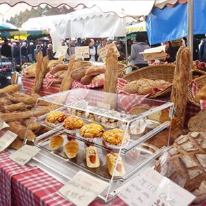 YBSVO 2 Tray Bakery Display Case with Front and Rear Doors - 21" x 17" x 12"